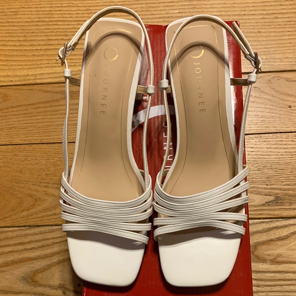 Journee Collection White Multi-Strap Slingback Sandals